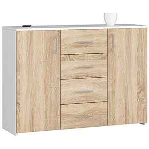 AKORD Commode 4 Tiroirs et 2 étagères avec Portes K45   L110 x H80 x P35 cm   Moderne Bahut Meubles de Salon TV   Buffet Salle a Manger Chambre   Poids 43 kg - Publicité