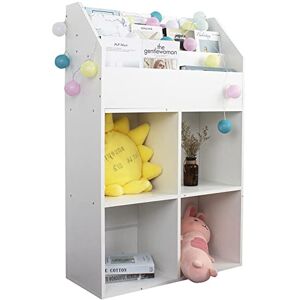 BAKAJI Bibliothèque pour Chambre d'enfant Structure en Bois Étagère avec étagères Porte-Jouets Livres et Riviste Design Moderne décoration Chambre Enfants Couleur Blanche (114 x 72 x 31 cm) - Publicité