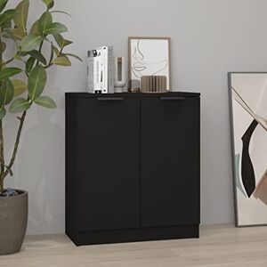 FIRBNUS Buffet 60x30x70cm Commode Vaisseliers Salon Crédences Armoire Console Chambre à Coucher Bureau Meuble de Cuisine Rangement Livres Facile à Nettoyer Noir Bois d'ingénierie - Publicité