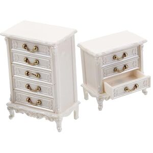 COHEALI 2 Pièces Mini Commode De Tiroirs Vitrine Miniature Armoires De Cuisine Décor Vintage Décor pour La Maison en Bois Blanc Miniature Meubles Modèle Petite Armoire Décor Belle - Publicité