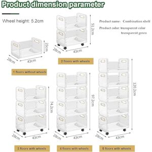 COAYHEL Cubes De Rangement, Chariot De Rangement Roulant, Support De Cuisine à 1 à 5 Niveaux avec roulettes, étagères Mobiles De Rangement(Size:4-Tier,Color:Vert) - Publicité