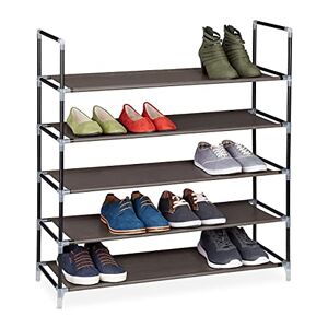 Relaxdays Étagère à chaussures meuble range-souliers bottes étages niveaux 5 niveaux jusqu'à 25 paires maximum environ HxLxP: 90,5 x 87 x 29,5 cm armoire à chaussures, blanc gris noir - Publicité
