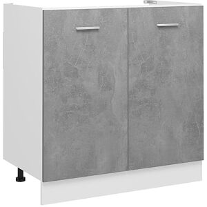 vidaXL Meuble de cuisine en panneau de particules, armoire sous-évier, gris béton, 80 x 46 x 81,5 cm. Publicité