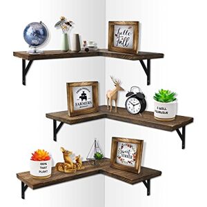 Mailesi Etagere Angle Flottantes Étagère Murale Bois, Lot de 3 Etagere Rangement en Bois Rustique, Decoration Murale pour Chambre à Coucher, Salon, Salle De Bain, Cuisine, Bureau, DéCor de Ferme - Publicité