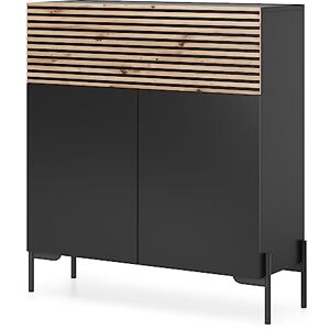 Selsey Lammelo Commode avec Portes, Mélamine, Noir, 92 cm - Publicité