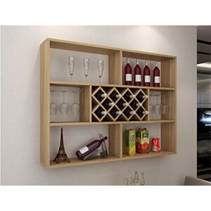 ALEjon Casier à vin Mural 140 cm en Noyer Clair : Solution de Rangement Moderne avec étagère pour Service à vin de Maison pour Restaurants - Publicité