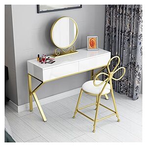 UdaCa Commodes multifonctions blanches pour chambre à coucher, 2 grands tiroirs, pieds de table en fer forgé doré pour meubles de chambre (couleur : table de 60 cm seulement) (table de 80 cm seulement - Publicité