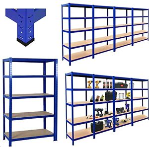 Lucn Rangement Garage, Étagère de Rangement: 200 cm x 100 cm x 50 cm   Bleu 5 Niveaux   175 kg par Tablette (Capacité Totale de 875 kg)   Étagères de Garage   Garantie de 5 Ans - Publicité