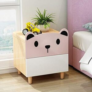 Pimex Table D'Appoint Table de Chevet Dessin animé Chambre Enfants Rangement Bois Massif Ours Double tiroir Armoire de Chevet Mini Mini Armoire (Couleur : Rose) - Publicité