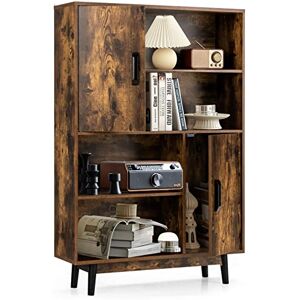 Giantex Bibliothèque, Étagère de Rangement 4 Niveau et 2 Compartiments avec Porte, Buffet de Salon Moderne Multi-Usage Vintage, 80 x 24 x 119,5 cm (Industriel) - Publicité