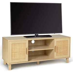 IDMarket Meuble TV 115 cm Vintage Elin 2 Portes Effet Naturel cannage - Publicité