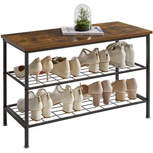 IBUYKE Étagère à Chaussures, Meuble à Chaussures à 3 Niveaux, Étagère de Rangement, Cadre en métal, Style Industrielle, pour entrée, Salon, Balcon, Cuisine, Bureau, Marron Rustique TXJ003H - Publicité