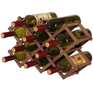 QUCUMER Range Bouteille en Bois Casier à Bouteilles Contenir 10 Bouteilles Rangement Bouteille de Vin Pliable Porte Bouteille Vin Etagère Bouteille pour Comptoir de Bar Cave à Vin Salon Cuisine - Publicité