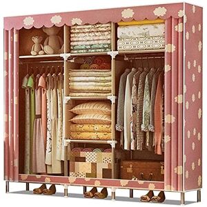 HUNTFF Armoire Portable Armoire en Tissu Armoire en Toile Rangement pour Vêtements Chambre Dortoir Assemblage Armoire Pliante Fermée Portable 165 * 46 * 168Cm Armoire Portable/Fleurs Roses/165 * 46 - Publicité