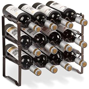 Bomclap Étagère à vin empilable en métal pour 12 bouteilles pour cave, bar et espace de stockage, bouteilles extensibles modulaires stables et stockage de vin (3 niveaux) - Publicité