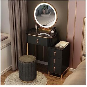 EESHHA Coiffeuse Ensemble de Bureau avec Miroir éclairé par LED, Coiffeuse avec tiroirs et Armoire, pour Chambre à Coucher, Salle de Bain (C 50 cm) - Publicité