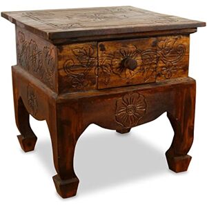 Livasia Table d’Opium de Bali, Table d’appoint, Table de Chevet, Durable et Fait Main, 39x39x39cm (Marron) - Publicité