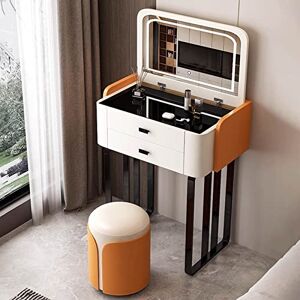 CPARTS Bureau de courtoisie avec Miroir Rabattable éclairé 3 Couleurs, Coiffeuse de Maquillage avec 2 tiroirs, Commode (Orange 50 x 41,5 x 80 cm) - Publicité