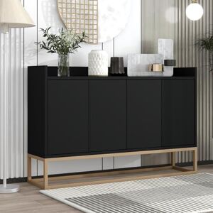 ADWOLT Buffet noir élégant et minimaliste, 120 × 30 × 80 cm, 4 portes, armoire buffet sans poignée pour cuisine, salon et salle à manger - Publicité