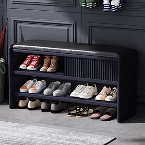 Banc de rangement à chaussures avec coussin en cuir, banc à chaussures d'entrée en bois et meuble de rangement d'armoire, rose et blanc, 78,7 x 30,5 x 45,7 cm - Publicité