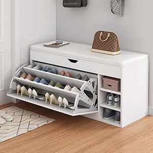 Banc à chaussures moderne à 2 niveaux avec siège rembourré – Organiseur de rangement multifonction pour entrée, couloir, salon, salle de bain - Publicité