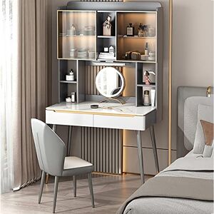 GaRcan Ensemble de Bureau Moderne avec Miroir éclairé à intensité Variable 3 Couleurs, Coiffeuse avec capteur de lumière LED Intelligent, Coiffeuse avec Grands tiroirs de Rangement et Cas - Publicité