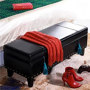 IisrAr Ottoman Moderne en Simili Cuir rembourré avec Espace de Rangement, Banc, Repose-Pieds, Tabouret à Chaussures pour Salon, Chambre à Coucher, entrée, Couloir, Noir 60 x 43 x 40 cm (24 x 17 x 1 - Publicité