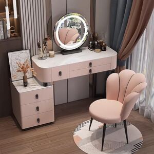 JAVPTAV Ensemble de bureau avec miroir rotatif réglable à 3 couleurs à 360°, coiffeuse avec 6 tiroirs de grande capacité, coiffeuse avec armoire pouvant être installée à gauche et à droite, s'adaptant à diver - Publicité