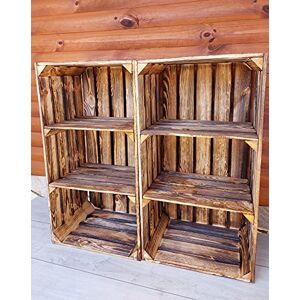 PYXIDAS Caisses en Bois durables pour Le Rangement avec 2,3,4 étagères, 75x40x30 cm, étagères à Chaussures en Bois Effet Naturel ou brûlé, étagères en Bois (2, Court Effet brûlé 2 étagère) - Publicité