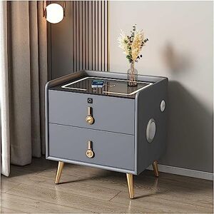 KUroto Table de Chevet Intelligente à Chargement sans Fil avec Verrouillage par Empreinte Digitale et Audio Bluetooth au Design Moderne en Bois (D 50 x 40 x 52 cm) - Publicité