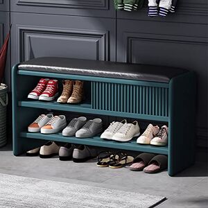 Banc de rangement à chaussures avec coussin en cuir, banc à chaussures d'entrée en bois et meuble de rangement d'armoire, rose et blanc, 78,7 x 30,5 x 45,7 cm - Publicité