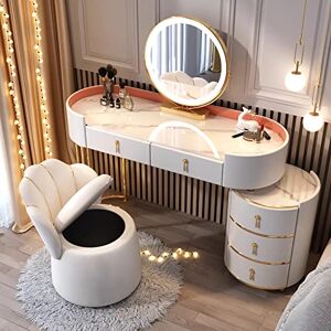 HOMCOM Ensemble de coiffeuse table de maquillage avec tabouret rembourré  grand miroir + plusieurs étagères ouvertes + 4 tiroirs blanc noir