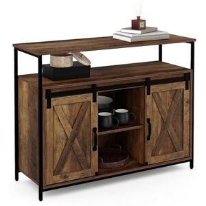 IDMarket Buffet 2 Portes Grange coulissantes 100 cm Montreal Bois Effet Vieilli Design Industriel - Publicité