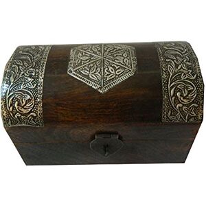 indischerbasar.de Coffret pirate 22x15x14cm en bois de manguier brun foncé boîte trésor rangement artisanat indien - Publicité