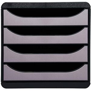 EXACOMPTA Module de classement 4 tiroirs BigBox Noir/Argent 27,8 x 26,7 x 34,7 cm - Publicité