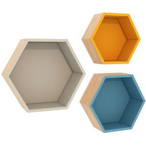 Conforama 3 étagères hexagonales HELSI coloris multicolore