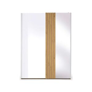 Conforama Armoire 2 portes coulissantes AMSTERDAM effet bois naturel et blanc - Publicité