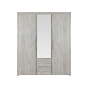 Conforama Armoire 3 portes + 2 tiroirs ABBY coloris chêne gris clair