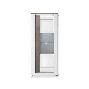 Conforama Vitrine 1 porte BELLARIA coloris blanc/chêne gris