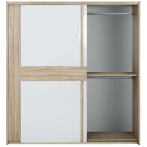 Conforama Armoire 2 portes coulissantes CURTYS coloris chêne/laque blanche brillante