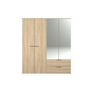 Conforama Armoire 4 portes 2 tiroirs OPUS coloris chêne corvo