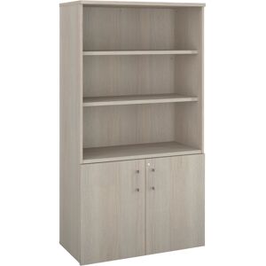 Bibliothèque haute H 182 x L 100 cm avec portes basses chene gris  Arch Aluminium