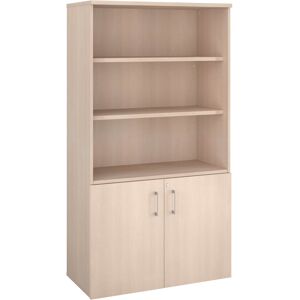 Bibliothèque haute H 182 x L 100 cm avec portes basses chêne clair  Arch Blanc