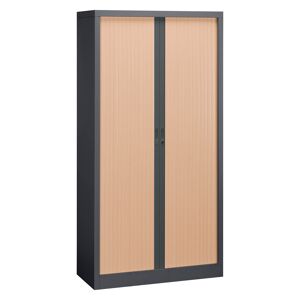 Armoire à rideaux démontable corps anthracite 195 x 100 cm - rideaux hêtres