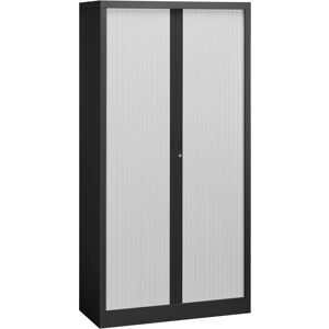 Armoire à rideaux démontable corps noir 195 x 100 cm - rideaux gris Hêtre