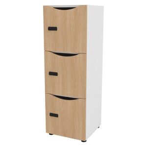 Casier de bureau Locker 3 cases coprs blanc H 131 cm chêne