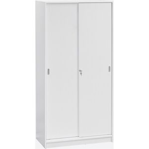 Armoire haute bois blanc H 180 x L 90 cm portes coulissantes Essens Hêtre