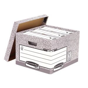 Bankers box Caisse à archives carton Bankers Box XL H 28,7 x L 38 x P 43 cm, montage automatique, gris/blanc. - Lot de 10