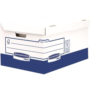 Bankers box Conteneur carton Maxi HEAVY DUTY Bankers Box, H 26 x L 53 x P 35 cm, carton blanc/bleu. - Lot de 10