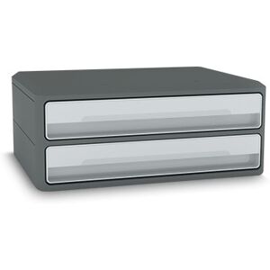 Cep Module MoovUp 2 tiroirs. Dim. (lxhxp) : 37 x 14,6 x 27,5 cm. Caisson Gris Foncé et tiroirs Gris Clair - Publicité